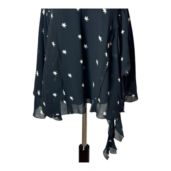 Re/Done Dress Women Large Black Silk Star Print Criss Cross Back The‎ 80s Mini - Picture 6 of 12